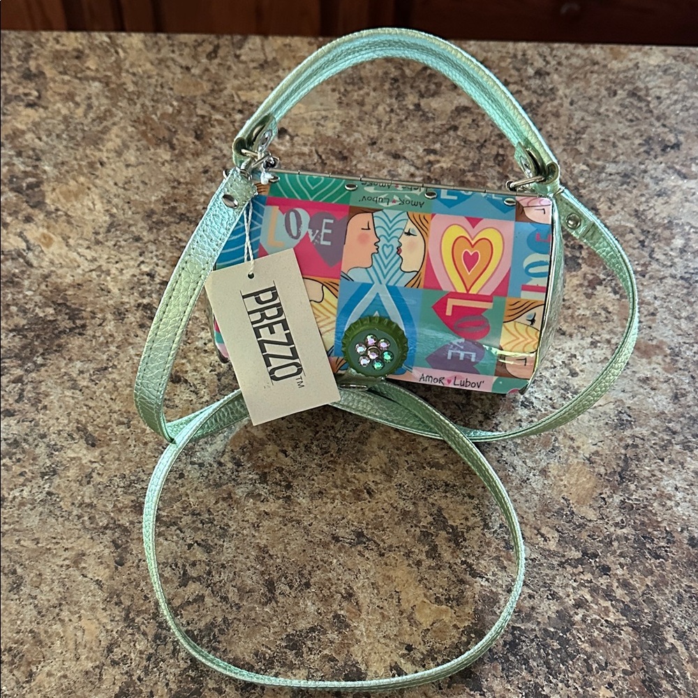 PREZZO Women's Multicolor METAL Crossbody BAG “AMOR LUBOV” NWT